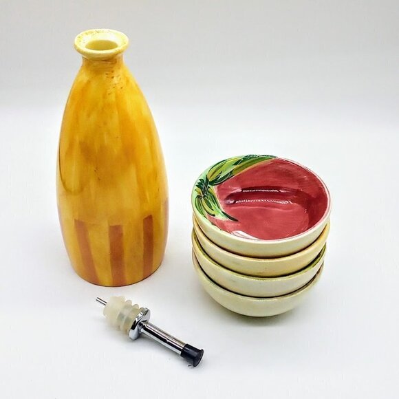 Pfaltzgraff Earthenware 5-Piece Oil Decanter & Bowl Set NIB - Picture 3 of 7